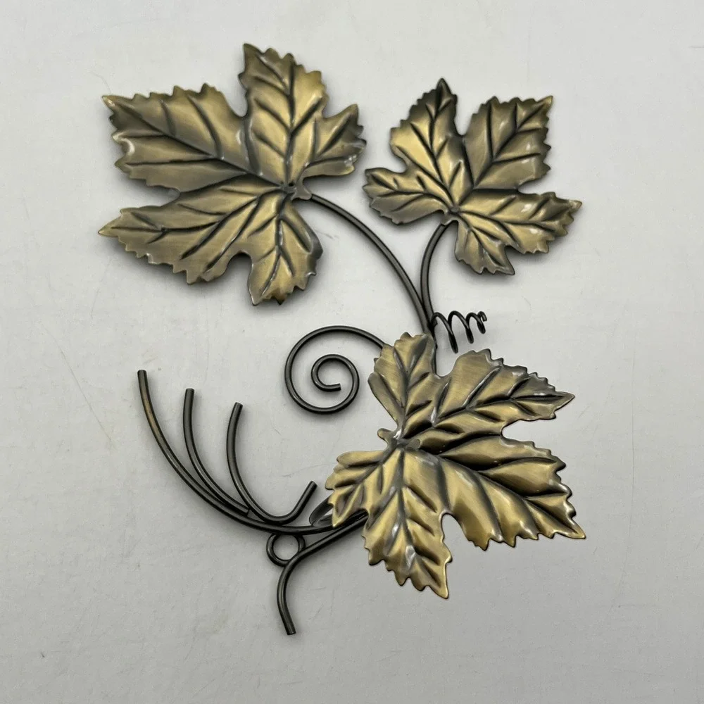 PartyLite Vintage Grape Leaf Metal Sconces Pair Bronze Tone Wall Candle Holders